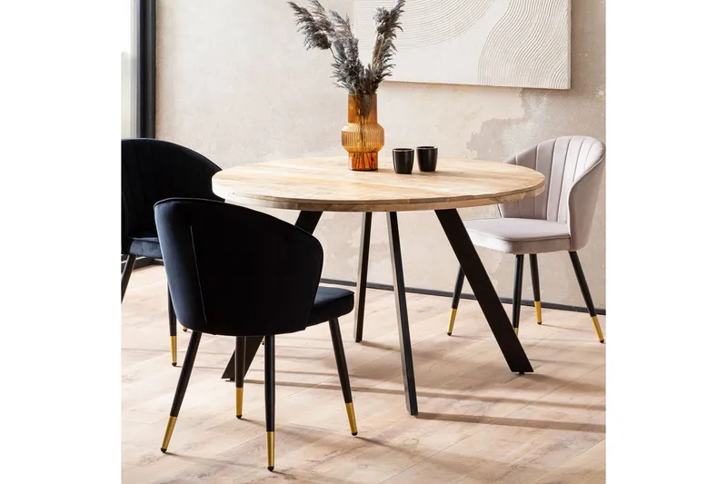 Spisebord Wohnling rundt massivt træ moderne landlig stil 120 cm - 120 cm - Møbler - Borde - Spisebord og køkkenbord