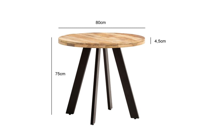 Spisebord Wohnling rundt massivt træ moderne landlig stil 80 cm - 80 cm - Møbler - Borde - Spisebord og køkkenbord
