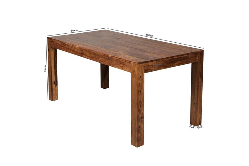 Spisebord Wohnling Solidt træ landlig stil Rose træ, 160x80 cm - Rose træ, 160x80 cm - Møbler - Borde - Spisebord og køkkenbord