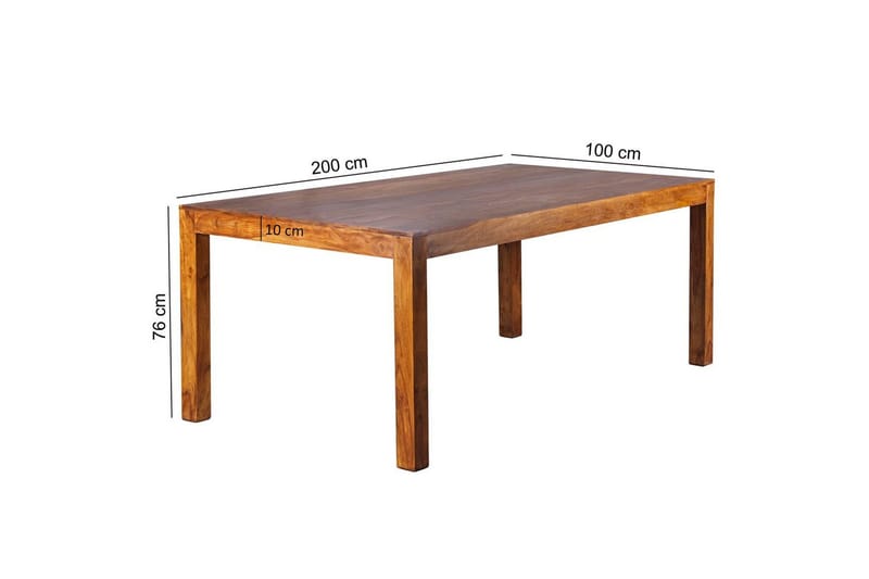 Spisebord Wohnling Solidt træ landlig stil Rose træ, 200x100 cm - Rose træ, 200x100 cm - Møbler - Borde - Spisebord og køkkenbord