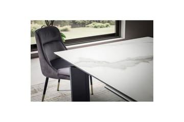 Spisebord Wohnling Udvidelig 180-260 cm keramisk klassiske fire ben metalramme Sort, Marmormedhvid - Sort, Marmormedhvid - Møbler - Borde - Spisebord og køkkenbord