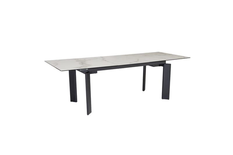 Spisebord Wohnling Udvidelig 180-260 cm keramisk klassiske fire ben metalramme Sort, Marmormedhvid - Sort, Marmormedhvid - Møbler - Borde - Spisebordssæt