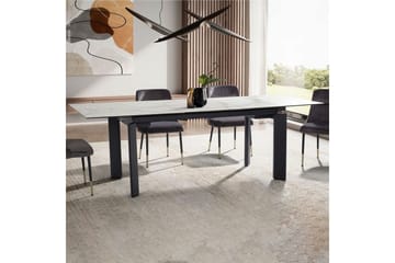 Spisebord Wohnling Udvidelig 180-260 cm keramisk klassiske fire ben metalramme Sort, Marmormedhvid - Sort, Marmormedhvid - Møbler - Borde - Spisebord og køkkenbord