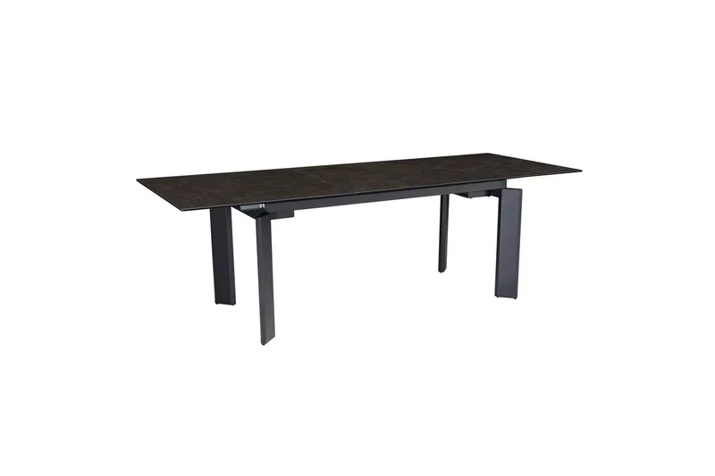 Spisebord Wohnling Udvidelig 180-260 cm keramisk klassiske fire ben metalramme Sort, Marmorsort, Sort, Marmorsort