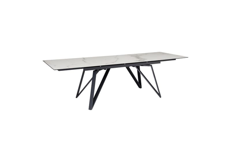 Spisebord Wohnling Udvidelig 180-260 cm keramisk skrå metal hårnål bordben Sort, Marmormedhvid - Sort, Marmormedhvid - Møbler - Borde - Spisebord og køkkenbord