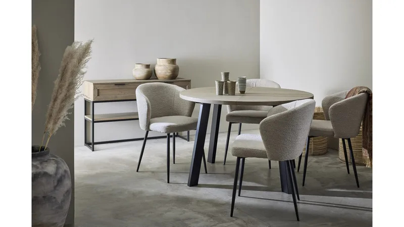 Spisebord Porsvik Ø120 cm inkl. 2 Tillægsplader á 40 cm - Grå - Møbler - Borde - Spisebord og køkkenbord