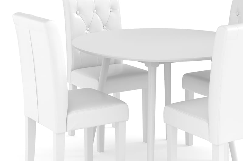 Spisebordssæt 106 cm Rund inkl 4 Brunnevik Stole - Hvid - Spisebordssæt