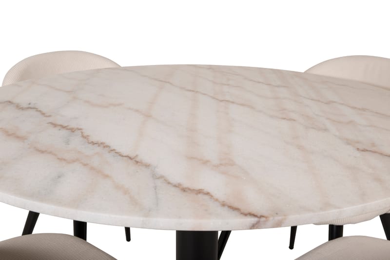 Admira Spisebord 106 cm Rund marmor 4 Valera Spisebordsstole - Spisebordssæt