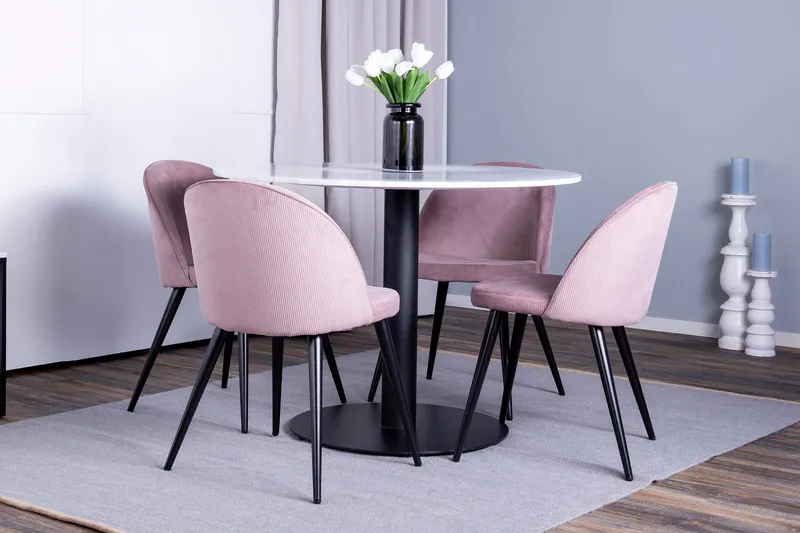 Admira spisebord med Valeri Stol - Lyserød Fløjl 4 stk, undefined