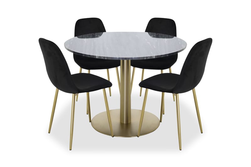 Admira Spisebord runt Sort/Messing+Pontus stol Sort/Messing - Spisebordssæt