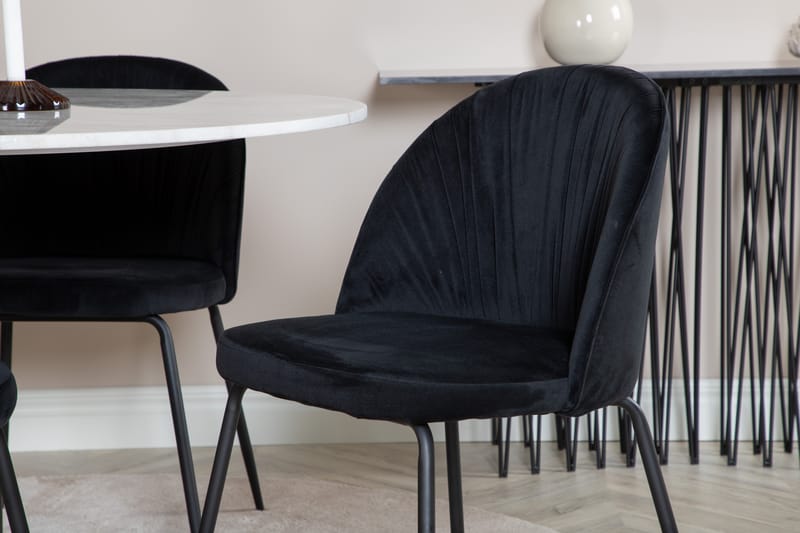 Admira Spisebordssæt 106 cm Rund inkl 4 Foyos Stole - Marmor/Hvid/Sort - Møbler - Borde - Spisebordssæt