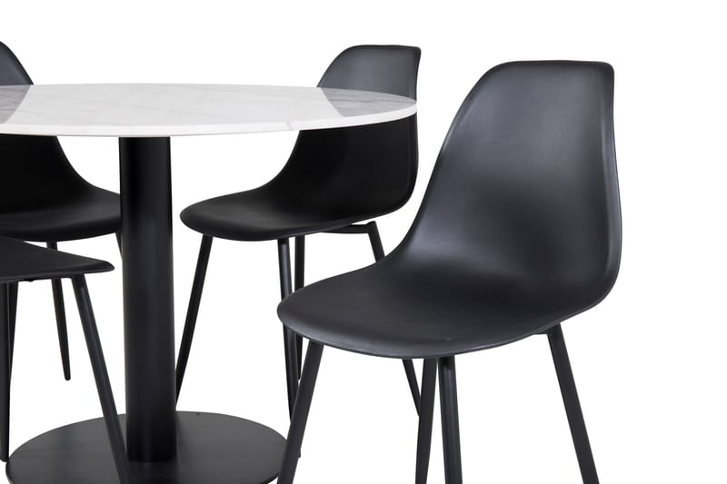 Admira Spisebordssæt 106 cm Rund inkl 4 Ypas Stole - Marmor/Hvid/Sort - Møbler - Borde - Spisebordssæt