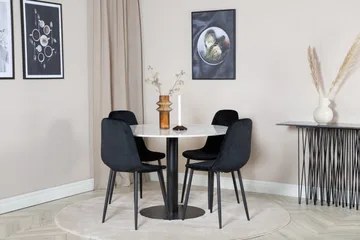 Admira Spisebordssæt 106 cm Rund inkl 4 Ypas Stole - Marmor/Hvid/Sort - Møbler - Borde - Spisebordssæt