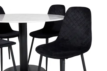 Admira Spisebordssæt 106 cm Rund inkl 4 Ypas Stole - Marmor/Hvid/Sort - Møbler - Borde - Spisebordssæt