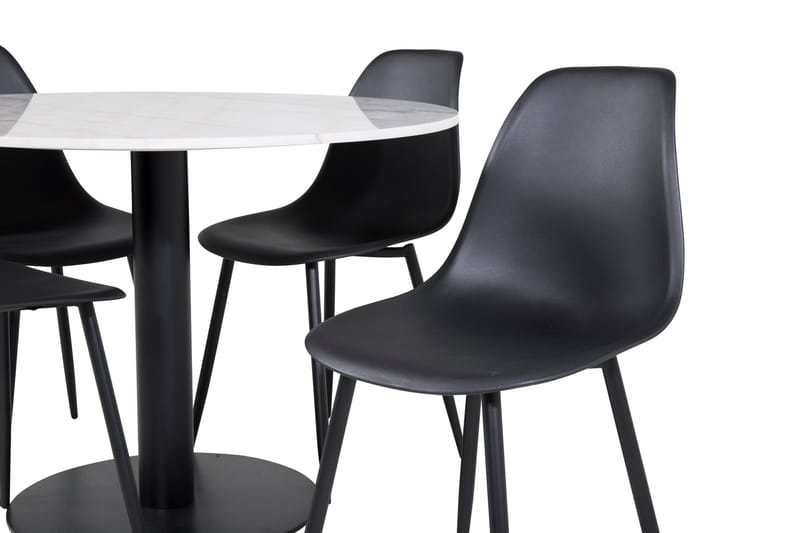Admira Spisebordssæt 106 cm Rund inkl 4 Ypas Stole - Marmor/Hvid/Sort - Møbler - Borde - Spisebordssæt