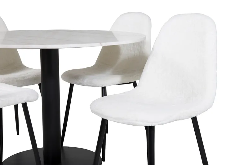 Admira Spisebordssæt 106 cm Rund inkl 4 Ypas Stole - Marmor/Hvid/Sort - Møbler - Borde - Spisebordssæt