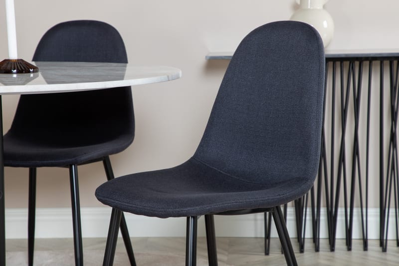 Admira Spisebordssæt 106 cm Rund inkl 4 Ypas Stole - Marmor/Hvid/Sort - Møbler - Borde - Spisebordssæt