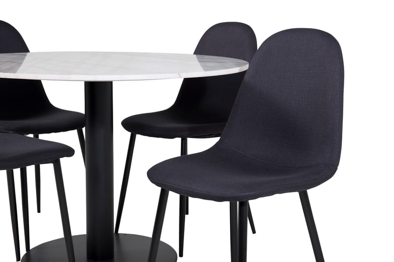 Admira Spisebordssæt 106 cm Rund inkl 4 Ypas Stole - Marmor/Hvid/Sort - Møbler - Borde - Spisebordssæt