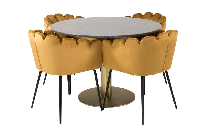 Admira Spisebordssæt 106 cm Rund marmor med 4 spisebordstole - Furniture Fashion - Spisebordssæt