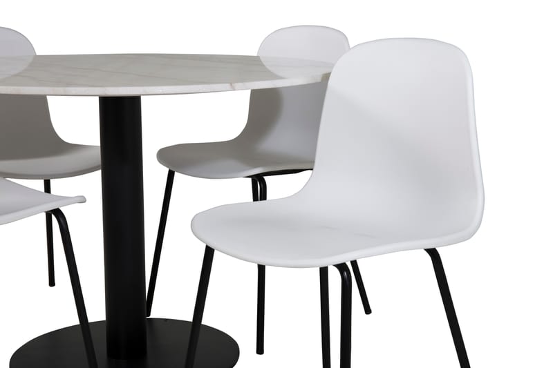 Admira Spisebordssæt 106 cm Rundt Marmor inkl 4 Kullersbro S - Hvid/Sort - Møbler - Borde - Spisebordssæt