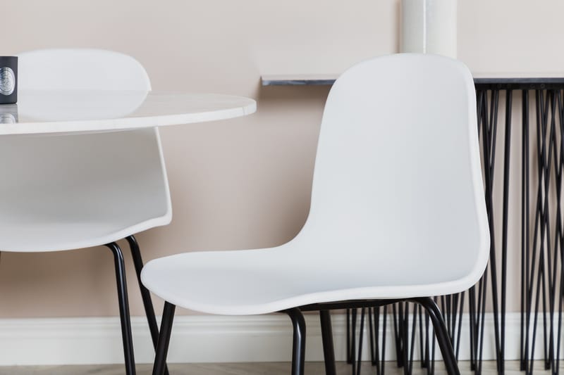 Admira Spisebordssæt 106 cm Rundt Marmor inkl 4 Kullersbro S - Hvid/Sort - Møbler - Borde - Spisebordssæt