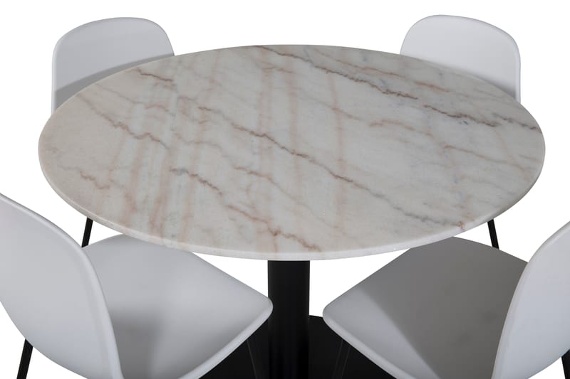 Admira Spisebordssæt 106 cm Rundt Marmor inkl 4 Kullersbro S - Hvid/Sort - Møbler - Borde - Spisebordssæt