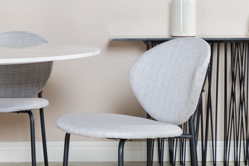 Admira Spisebordssæt 106 cm Rundt Marmor inkl 4 Moncoll Stol - Hvid/Sort/Beige - Møbler - Borde - Spisebordssæt