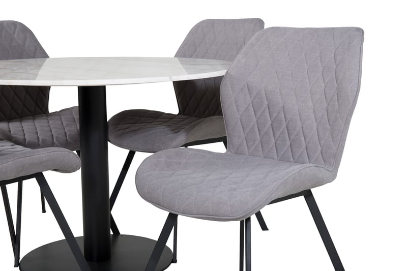 Admira Spisebordssæt 106 cm Rundt Marmor inkl 4 Sumoas Stole - Hvid/Sort/Grå - Møbler - Borde - Spisebordssæt