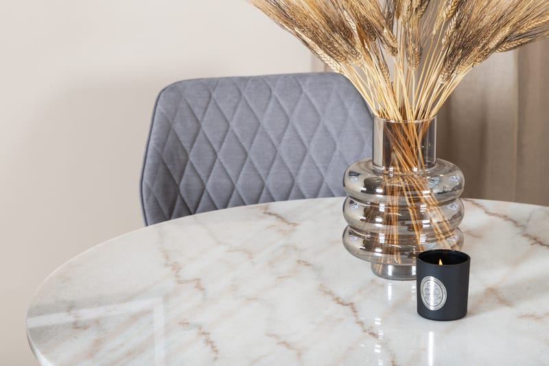 Admira Spisebordssæt 106 cm Rundt Marmor inkl 4 Sumoas Stole - Hvid/Sort/Grå - Møbler - Borde - Spisebordssæt