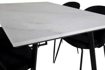 Admira Spisebordssæt 140 cm inkl 4 Foyos Stole - Marmor/Hvid/Sort - Møbler - Borde - Spisebordssæt