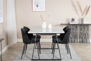 Admira Spisebordssæt 140 cm inkl 4 Foyos Stole - Marmor/Hvid/Sort - Møbler - Borde - Spisebordssæt