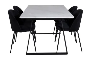 Admira Spisebordssæt 140 cm inkl 4 Foyos Stole - Marmor/Hvid/Sort - Møbler - Borde - Spisebordssæt