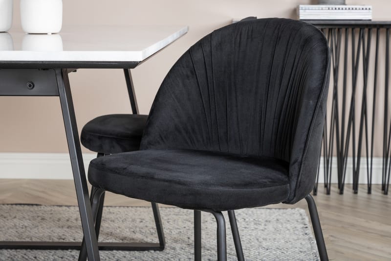 Admira Spisebordssæt 140 cm inkl 4 Foyos Stole - Marmor/Hvid/Sort - Møbler - Borde - Spisebordssæt