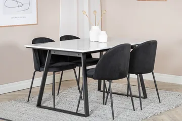 Admira Spisebordssæt 140 cm inkl 4 Foyos Stole - Marmor/Hvid/Sort - Møbler - Borde - Spisebordssæt