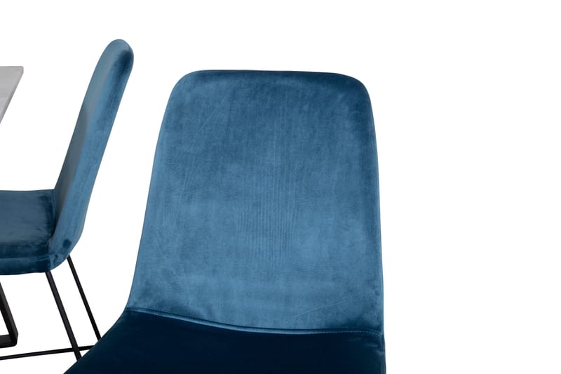 Admira Spisebordssæt 140 cm inkl 4 Jadraque Stole - Marmor/Hvid/Sort/Blå - Møbler - Borde - Spisebordssæt