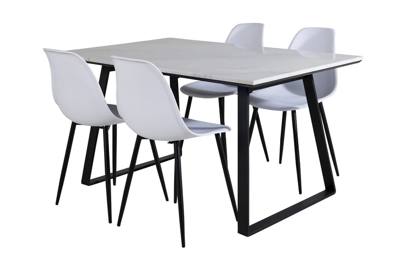 Admira Spisebordssæt 140 cm inkl 4 Ypas Stole - Marmor/Hvid/Sort - Møbler - Borde - Spisebordssæt