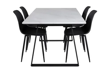 Admira Spisebordssæt 140 cm inkl 4 Ypas Stole - Marmor/Hvid/Sort - Møbler - Borde - Spisebordssæt