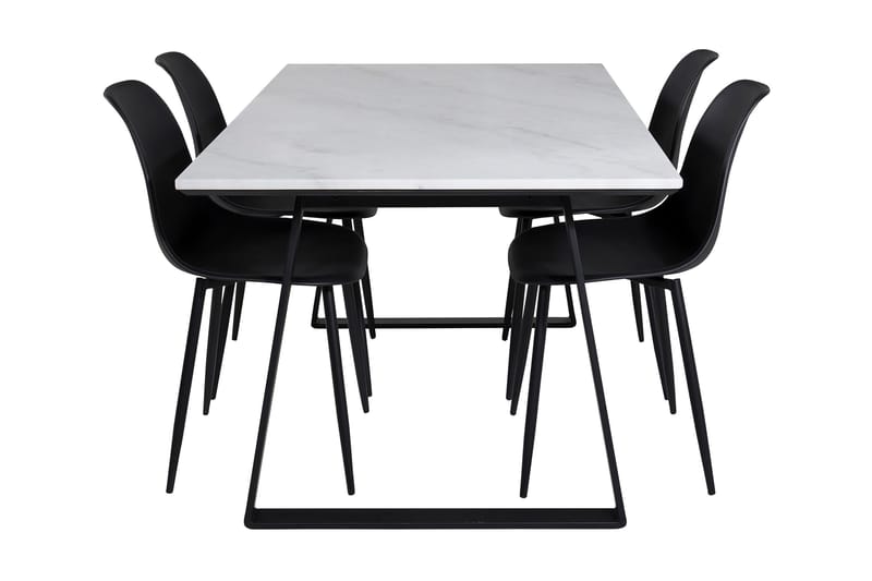 Admira Spisebordssæt 140 cm inkl 4 Ypas Stole - Marmor/Hvid/Sort - Møbler - Borde - Spisebordssæt