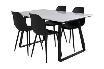 Admira Spisebordssæt 140 cm inkl 4 Ypas Stole - Marmor/Hvid/Sort - Møbler - Borde - Spisebordssæt