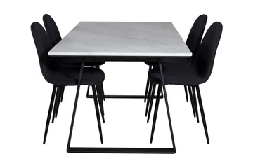 Admira Spisebordssæt 140 cm inkl 4 Ypas Stole - Marmor/Hvid/Sort - Møbler - Borde - Spisebordssæt