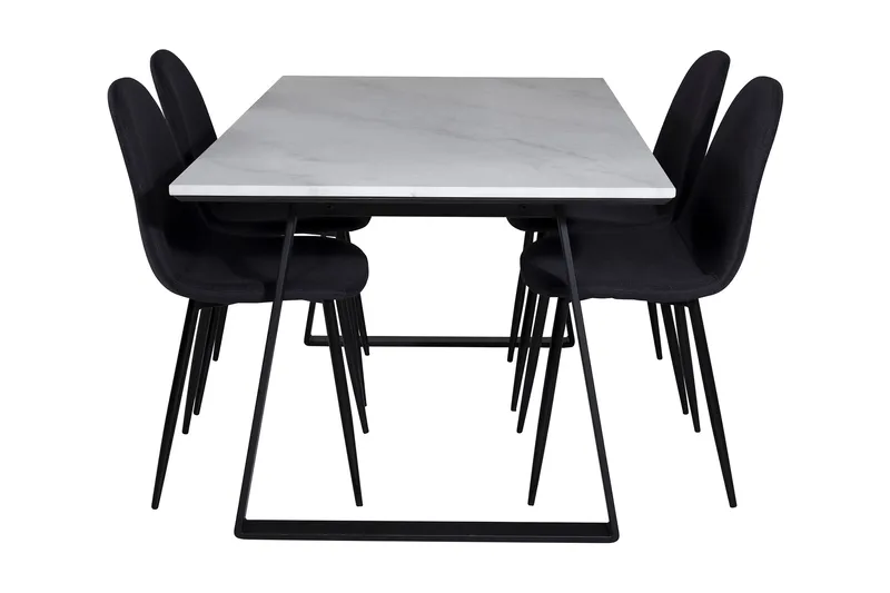 Admira Spisebordssæt 140 cm inkl 4 Ypas Stole - Marmor/Hvid/Sort - Møbler - Borde - Spisebordssæt