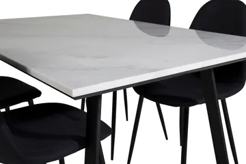 Admira Spisebordssæt 140 cm inkl 4 Ypas Stole - Marmor/Hvid/Sort - Møbler - Borde - Spisebordssæt