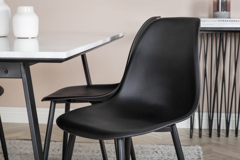 Admira Spisebordssæt 140 cm inkl 4 Ypas Stole - Marmor/Hvid/Sort - Møbler - Borde - Spisebordssæt