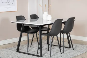 Admira Spisebordssæt 140 cm inkl 4 Ypas Stole - Marmor/Hvid/Sort - Møbler - Borde - Spisebordssæt