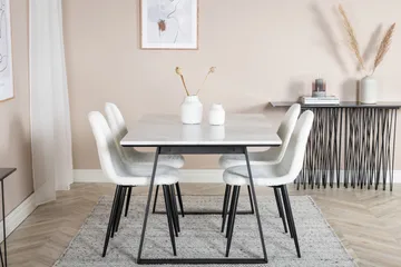 Admira Spisebordssæt 140 cm inkl 4 Ypas Stole - Marmor/Hvid/Sort - Møbler - Borde - Spisebordssæt