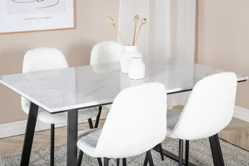 Admira Spisebordssæt 140 cm inkl 4 Ypas Stole - Marmor/Hvid/Sort - Møbler - Borde - Spisebordssæt