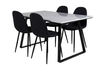 Admira Spisebordssæt 140 cm inkl 4 Ypas Stole - Marmor/Hvid/Sort - Møbler - Borde - Spisebordssæt