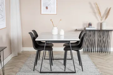Admira Spisebordssæt 140 cm inkl 4 Ypas Stole - Marmor/Hvid/Sort - Møbler - Borde - Spisebordssæt