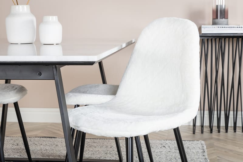 Admira Spisebordssæt 140 cm inkl 4 Ypas Stole - Marmor/Hvid/Sort - Møbler - Borde - Spisebordssæt