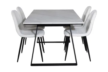 Admira Spisebordssæt 140 cm inkl 4 Ypas Stole - Marmor/Hvid/Sort - Møbler - Borde - Spisebordssæt